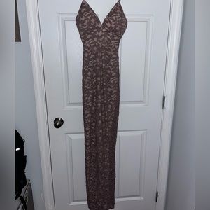 Purple sequence dress with a slit on the side
